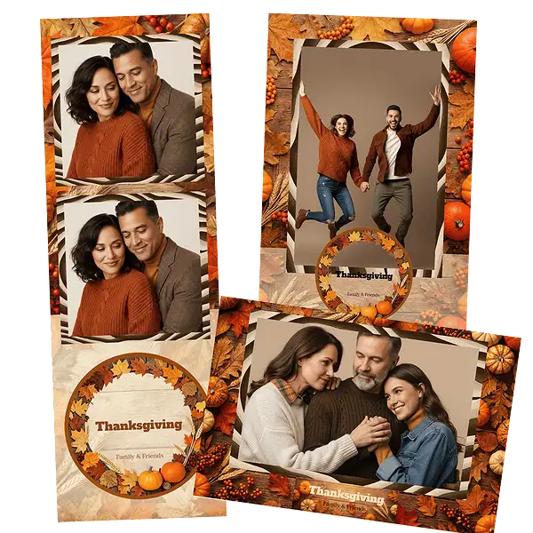 Design photobooth Watercolor Leaves Rustic Thanksgiving pour Vivabox et Miroir