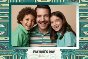 Variante format paysage 6x4, 1 photo et orientation paysage du design photobooth Striped Mustache Fathers Day pour Vivabox