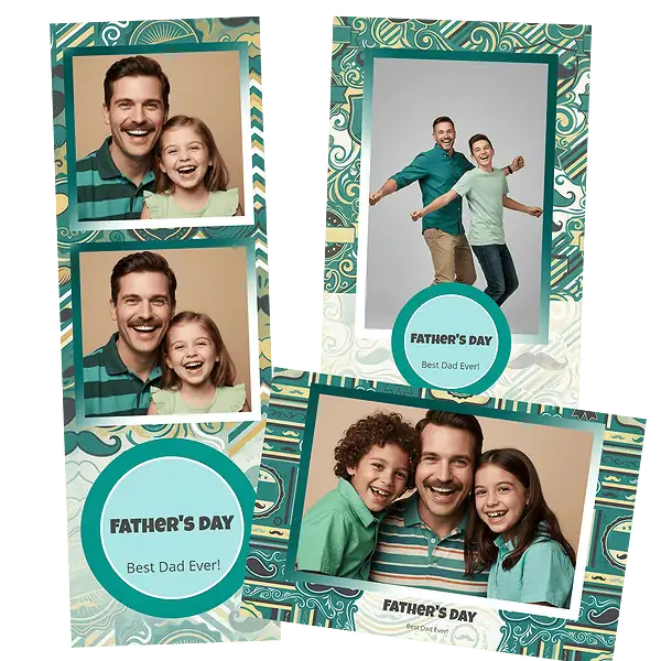 Design photobooth Striped Mustache Fathers Day pour Vivabox et Miroir