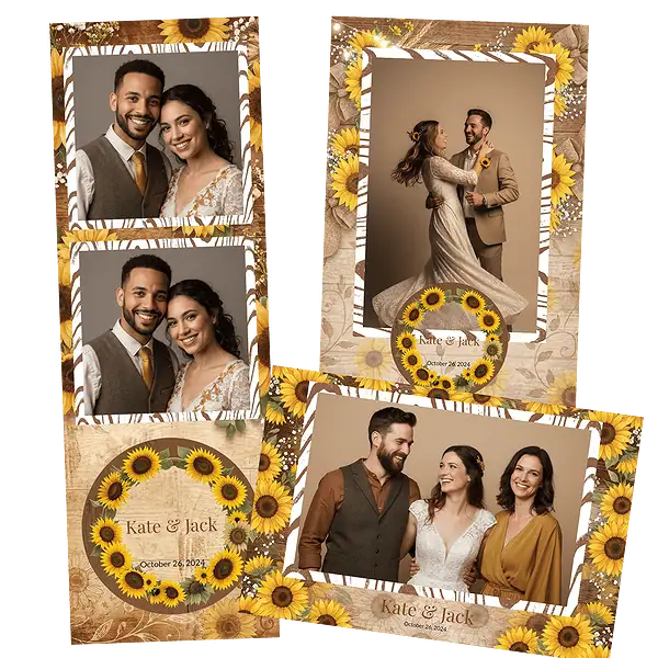 Design photobooth Wood Flowers String Lights Wedding pour Vivabox et Miroir