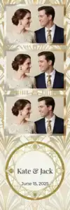 Variante bande 2x6, 3 photos et orientation paysage du design photobooth Green And Gold Geometric Party pour Vivabox
