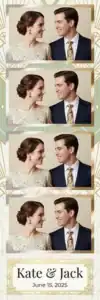 Variante bande 2x6, 4 photos et orientation paysage du design photobooth Green And Gold Geometric Party pour Vivabox