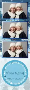 Variante bande 2x6, 3 photos et orientation paysage du design photobooth Blue Snowflakes Christmas Trees pour Vivabox