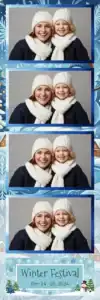 Variante bande 2x6, 4 photos et orientation paysage du design photobooth Blue Snowflakes Christmas Trees pour Vivabox