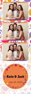 Variante bande 2x6, 3 photos et orientation paysage du design photobooth Pink Hearts Butterflies Wedding pour Vivabox