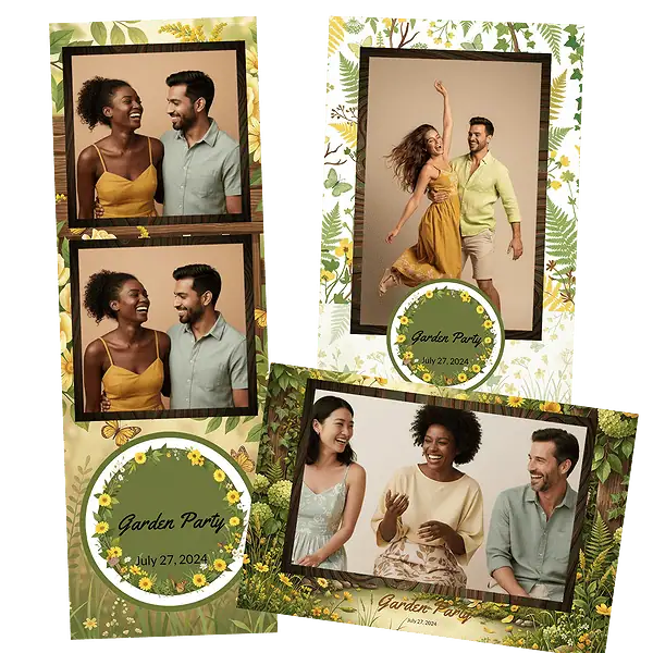 Design photobooth Green Floral Wood Birthday pour Vivabox et Miroir