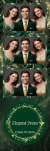 Variante bande 2x6, 3 photos et orientation paysage du design photobooth Gold Glitter Prom Night pour Vivabox