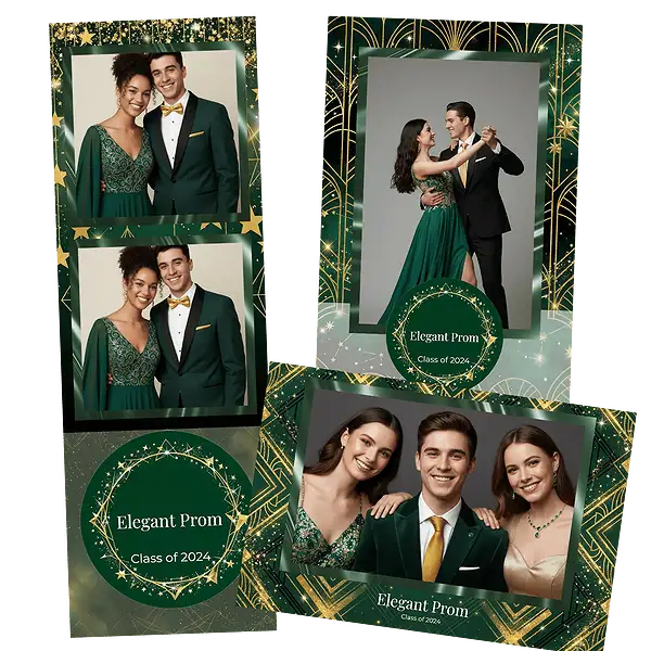 Design photobooth Gold Glitter Prom Night pour Vivabox et Miroir