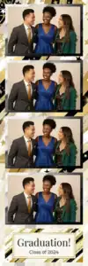 Variante bande 2x6, 4 photos et orientation paysage du design photobooth Gold Confetti Graduation Polaroid pour Vivabox