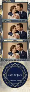 Variante bande 2x6, 3 photos et orientation paysage du design photobooth Gold Rings Wedding Confetti pour Vivabox