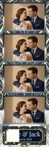 Variante bande 2x6, 4 photos et orientation paysage du design photobooth Gold Rings Wedding Confetti pour Vivabox