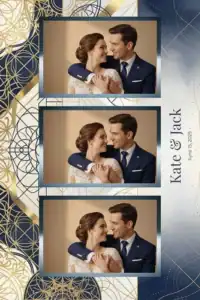 Variante format portrait 4x6, 3 photos et orientation paysage du design photobooth Gold Rings Wedding Confetti pour Miroir Magique
