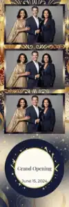Variante bande 2x6, 3 photos et orientation paysage du design photobooth Gold Confetti Grand Opening pour Vivabox