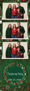 Variante bande 2x6, 3 photos et orientation paysage du design photobooth Green Holly Christmas Garland pour Vivabox