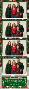 Variante bande 2x6, 4 photos et orientation paysage du design photobooth Green Holly Christmas Garland pour Vivabox