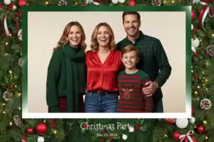 Variante format paysage 6x4, 1 photo et orientation paysage du design photobooth Green Holly Christmas Garland pour Vivabox