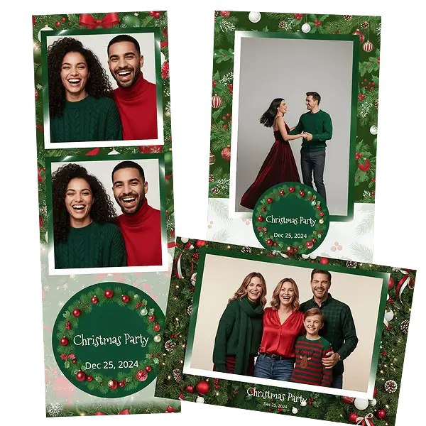 Design photobooth Green Holly Christmas Garland pour Vivabox et Miroir