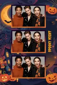 Variante format portrait 4x6, 3 photos et orientation paysage du design photobooth Black Halloween Illustrated Elements pour Miroir Magique