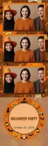 Variante bande 2x6, 3 photos et orientation paysage du design photobooth Orange Halloween Illustration Template pour Vivabox