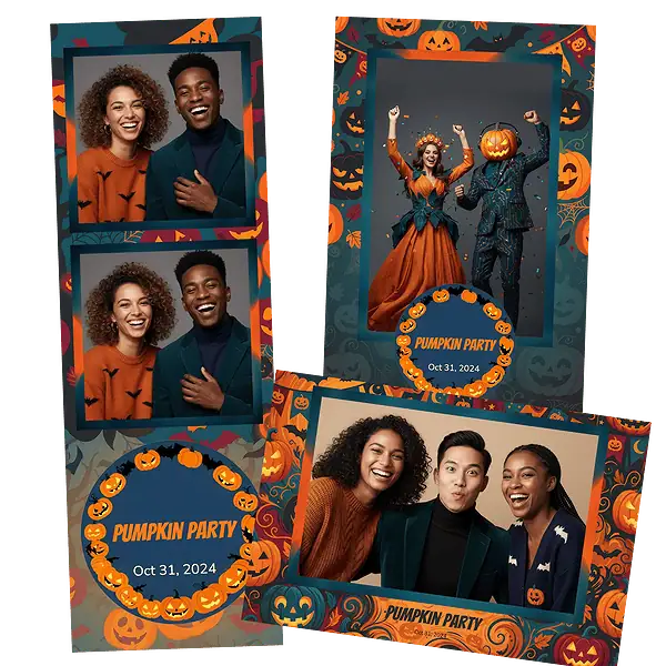 Design photobooth Orange Pumpkin Confetti Halloween pour Vivabox et Miroir