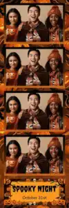Variante bande 2x6, 4 photos et orientation paysage du design photobooth Orange And Black Halloween Silhouettes pour Vivabox