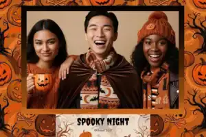 Variante format paysage 6x4, 1 photo et orientation paysage du design photobooth Orange And Black Halloween Silhouettes pour Vivabox