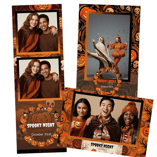 Design photobooth Orange And Black Halloween Silhouettes pour Vivabox et Miroir