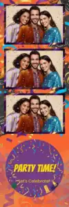 Variante bande 2x6, 3 photos et orientation paysage du design photobooth Chalkboard Hanukkah Dreidel Confetti pour Vivabox
