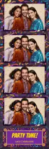 Variante bande 2x6, 4 photos et orientation paysage du design photobooth Chalkboard Hanukkah Dreidel Confetti pour Vivabox