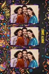 Variante format portrait 4x6, 3 photos et orientation paysage du design photobooth Chalkboard Hanukkah Dreidel Confetti pour Miroir Magique