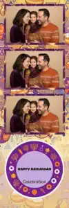 Variante bande 2x6, 3 photos et orientation paysage du design photobooth Blue Star Hanukkah Bokeh pour Vivabox