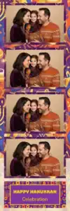 Variante bande 2x6, 4 photos et orientation paysage du design photobooth Blue Star Hanukkah Bokeh pour Vivabox