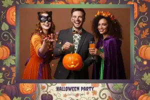 Variante format paysage 6x4, 1 photo et orientation paysage du design photobooth Orange Pumpkin Halloween Confetti pour Vivabox