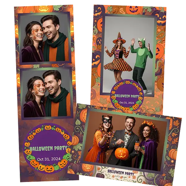Design photobooth Orange Pumpkin Halloween Confetti pour Vivabox et Miroir
