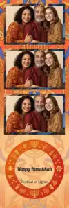 Variante bande 2x6, 3 photos et orientation paysage du design photobooth Blue Glitter Hanukkah Menorah pour Vivabox