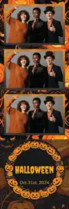 Variante bande 2x6, 3 photos et orientation paysage du design photobooth Orange Black Halloween Balloons pour Vivabox