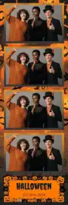 Variante bande 2x6, 4 photos et orientation paysage du design photobooth Orange Black Halloween Balloons pour Vivabox