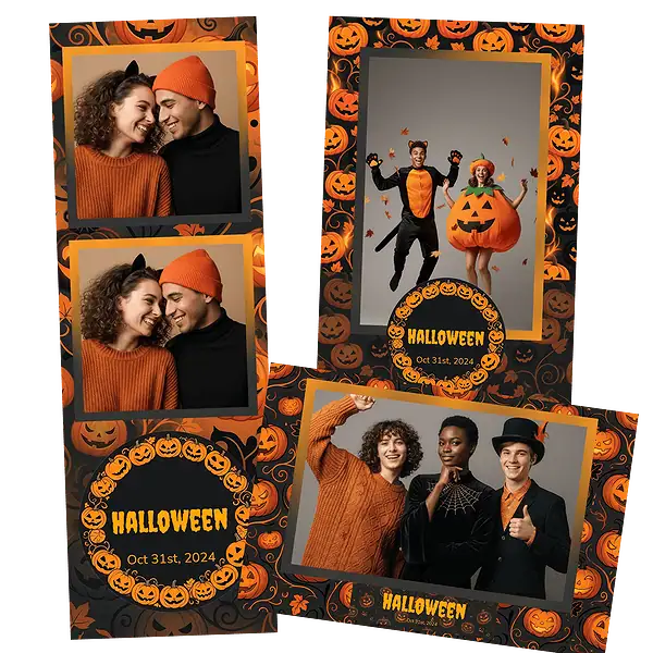 Design photobooth Orange Black Halloween Balloons pour Vivabox et Miroir