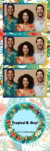 Variante bande 2x6, 3 photos et orientation paysage du design photobooth Tropical Palm Birthday Photo Booth pour Vivabox