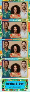 Variante bande 2x6, 4 photos et orientation paysage du design photobooth Tropical Palm Birthday Photo Booth pour Vivabox