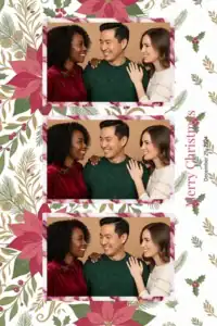 Variante format portrait 4x6, 3 photos et orientation paysage du design photobooth Red Green Holiday Botanical pour Miroir Magique