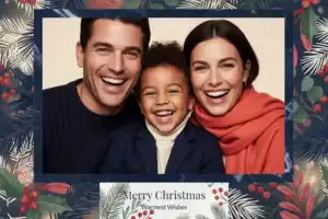 Variante format paysage 6x4, 1 photo et orientation paysage du design photobooth Red Berry Holly Christmas pour Vivabox