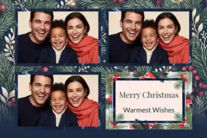 Variante format paysage 6x4, 3 photos et orientation paysage du design photobooth Red Berry Holly Christmas pour Vivabox