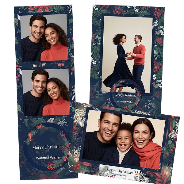 Design photobooth Red Berry Holly Christmas pour Vivabox et Miroir