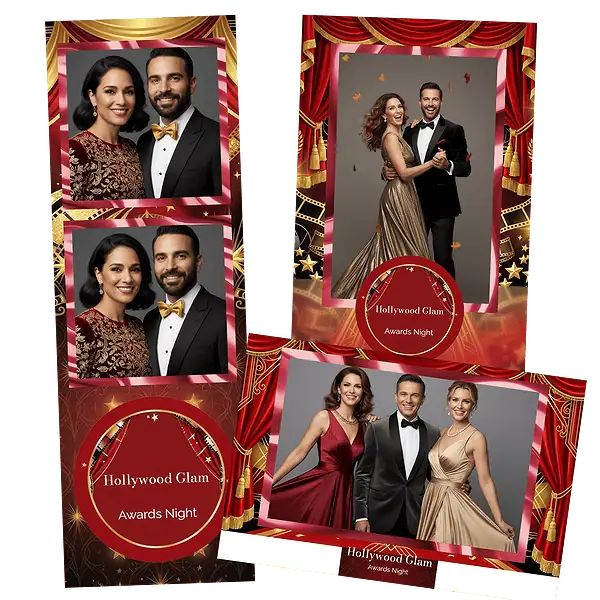 Design photobooth Red Carpet Gold Stars pour Vivabox et Miroir