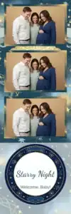 Variante bande 2x6, 3 photos et orientation paysage du design photobooth Blue Stars Baby Shower pour Vivabox