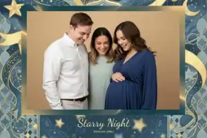 Variante format paysage 6x4, 1 photo et orientation paysage du design photobooth Blue Stars Baby Shower pour Vivabox