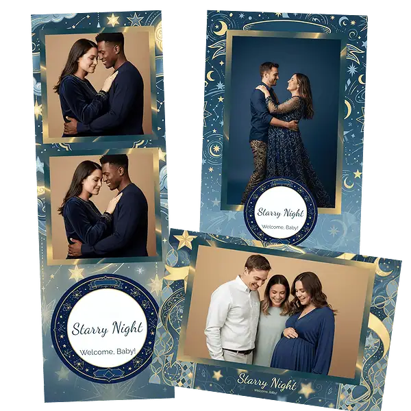 Design photobooth Blue Stars Baby Shower pour Vivabox et Miroir