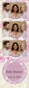 Variante bande 2x6, 3 photos et orientation paysage du design photobooth Pink Floral Baby Shower Swirls pour Vivabox