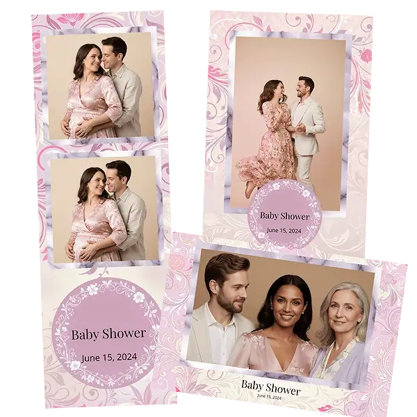 Design photobooth Pink Floral Baby Shower Swirls pour Vivabox et Miroir